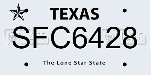 SFC6428 Texas License Plate