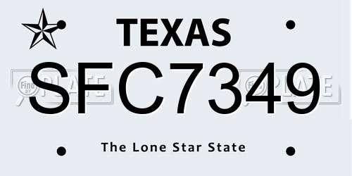 SFC7349 Texas License Plate