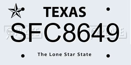 SFC8649 Texas License Plate