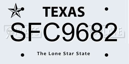 SFC9682 Texas License Plate