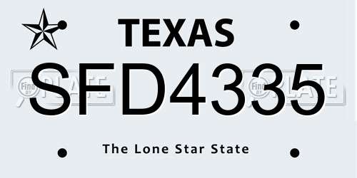 SFD4335 Texas License Plate