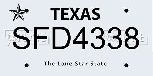 SFD4338 Texas License Plate
