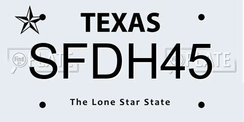 SFDH45 Texas License Plate