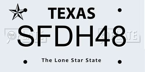 SFDH48 Texas License Plate