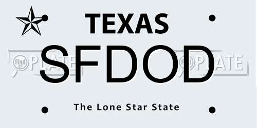 SFDOD Texas License Plate