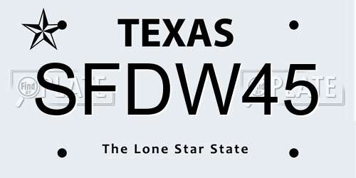 SFDW45 Texas License Plate