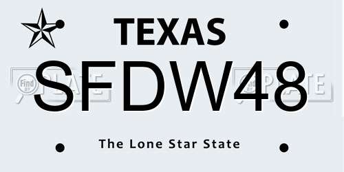 SFDW48 Texas License Plate