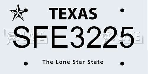 SFE3225 Texas License Plate
