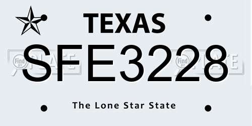 SFE3228 Texas License Plate