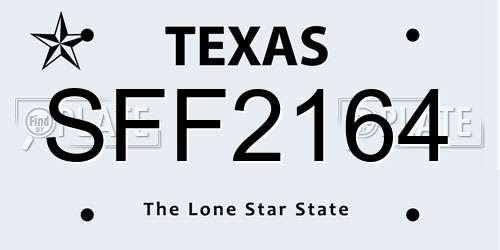 SFF2164 Texas License Plate