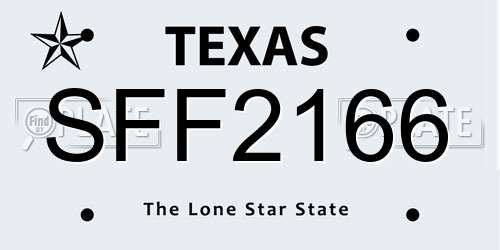SFF2166 Texas License Plate