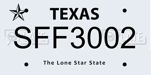 SFF3002 Texas License Plate