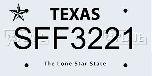 SFF3221 Texas License Plate