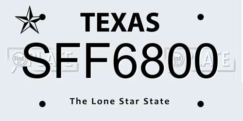 SFF6800 Texas License Plate