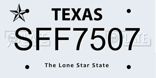 SFF7507 Texas License Plate