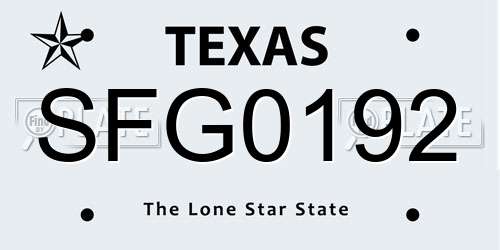 SFG0192 Texas License Plate