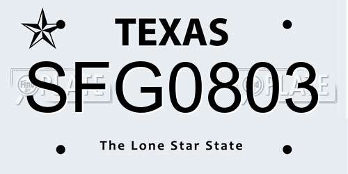SFG0803 Texas License Plate