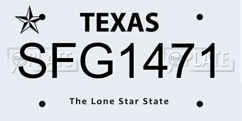SFG1471 Texas License Plate