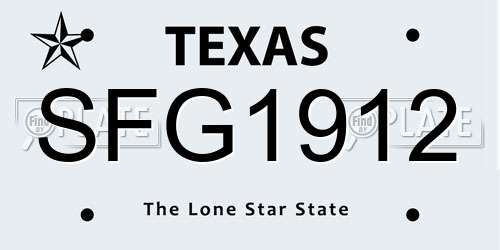 SFG1912 Texas License Plate