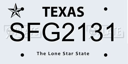 SFG2131 Texas License Plate