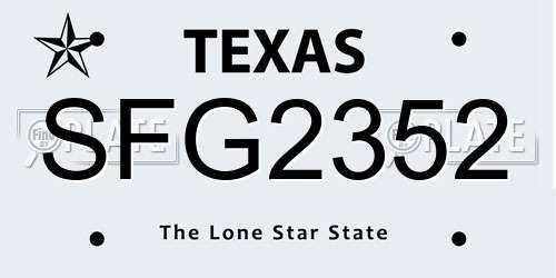 SFG2352 Texas License Plate