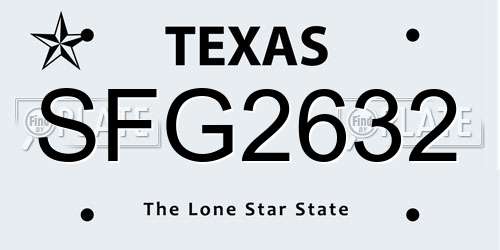 SFG2632 Texas License Plate