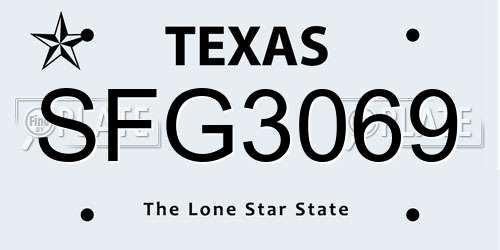 SFG3069 Texas License Plate