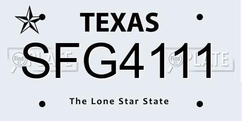 SFG4111 Texas License Plate