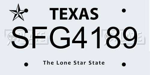 SFG4189 Texas License Plate