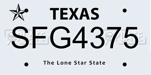 SFG4375 Texas License Plate
