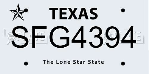 SFG4394 Texas License Plate