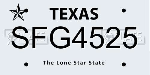 SFG4525 Texas License Plate