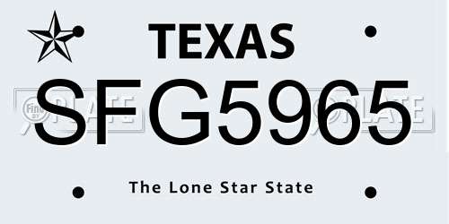 SFG5965 Texas License Plate