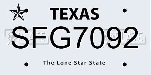 SFG7092 Texas License Plate