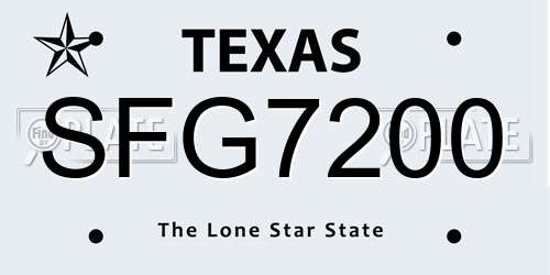 SFG7200 Texas License Plate