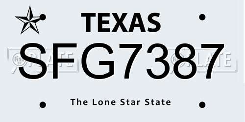 SFG7387 Texas License Plate