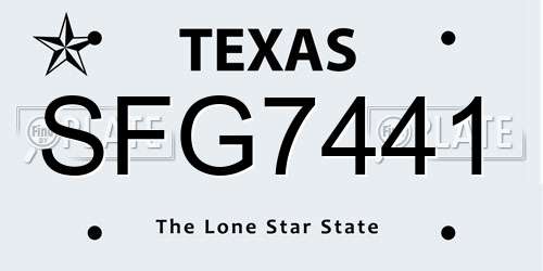 SFG7441 Texas License Plate