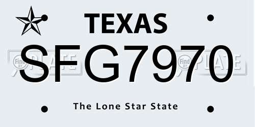 SFG7970 Texas License Plate