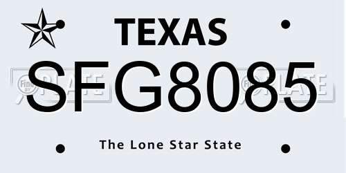 SFG8085 Texas License Plate