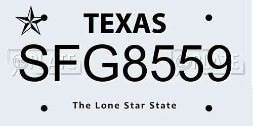 SFG8559 Texas License Plate