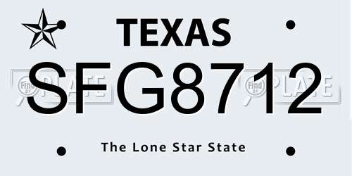 SFG8712 Texas License Plate
