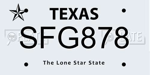 SFG878 Texas License Plate