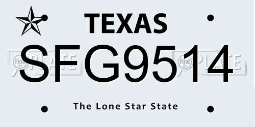 SFG9514 Texas License Plate