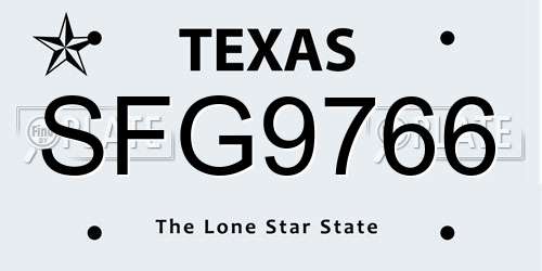 SFG9766 Texas License Plate
