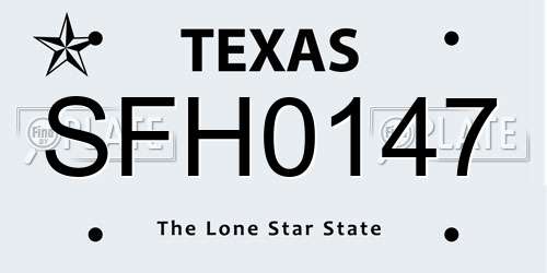 SFH0147 Texas License Plate