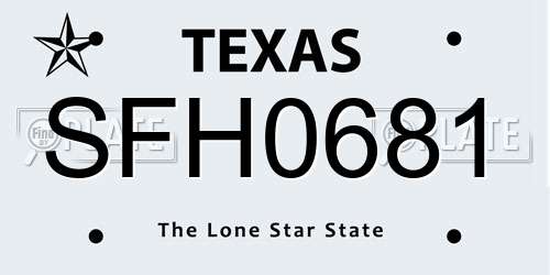 SFH0681 Texas License Plate