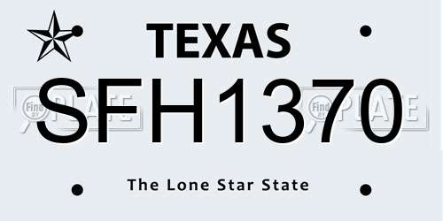 SFH1370 Texas License Plate