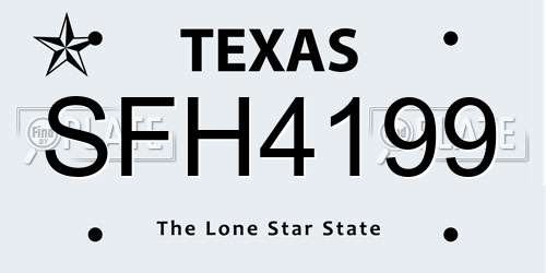 SFH4199 Texas License Plate