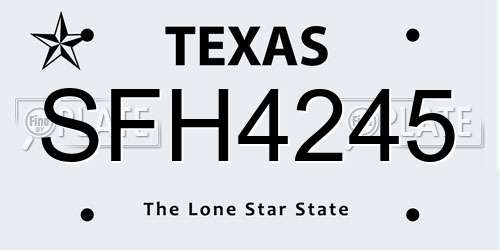 SFH4245 Texas License Plate