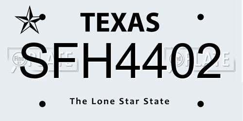 SFH4402 Texas License Plate